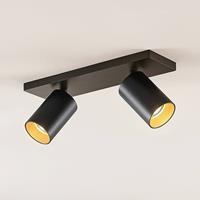 Arcchio Brinja spot, hoekig, zwart-goud 2-lamps