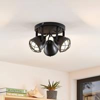 LINDBY Biona LED-Deckenspot mit Goldring, 3-fl.