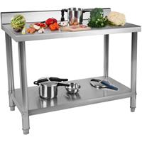 Royal Catering Roestvrij stalen werktafel - draagvermogen 137 kg - 120 x 60 cm - opstaande rand
