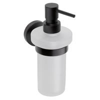 Sapho X-Round Black Zeepdispenser houder matglas 250ml zwart