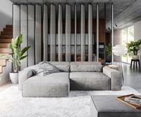 DELIFE Ecksofa Sirpio XL 270x175 cm Mikrofaser Taupe Kedernaht mit Hocker