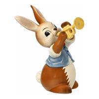 GOEBELPORZELLANGMBH Goebel Figur Hase - Trompetensolo, Osterdeko, Steingut, Bunt, 15 cm, 66845031