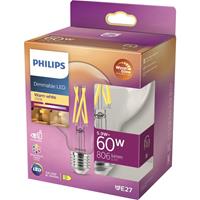 Philips LED Lampe ersetzt 60 W, E27 Globe G93, klar, warmweiÃŸ, 810 Lumen, dimmbar, 1er Pack