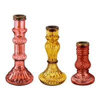 Pip Studio Glazen Kandelaar - Set van 3 - Roze
