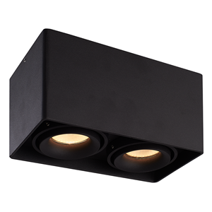 HOFTRONICâ¢ Dimbare LED opbouw plafondspot Esto Zwart 2 lichts IP20 kantelbaar excl. lichtbron