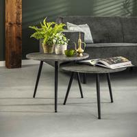 LifestyleFurn Salontafel Marcia Set van 2 stuks, Ã55cm - Grijs - Rond