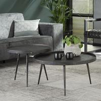 LifestyleFurn Salontafel Autumn Set van 2 stuks - Grijs - Rond