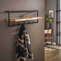 LifestyleFurn Kapstok Mitchell Massief acaciahout, met 6 haken - Massief acacia naturel