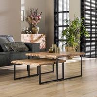 LifestyleFurn Salontafel Erick Set van 2 stuks - Massief acacia naturel - Vierkant