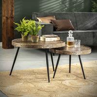 LifestyleFurn Salontafel Derrick, Metaal, Set van 2 - Antiek Brons - Rond