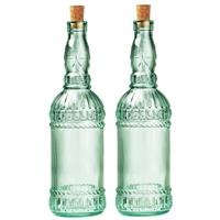 Bormioli Rocco 2x Stuks Glazen Fles/karaf Met Kurk En Dop 71 Cl chenkkannen
