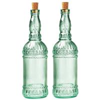 Bormioli Rocco 2x Stuks Glazen Fles/karaf Met Kurk En Dop 71 Cl chenkkannen