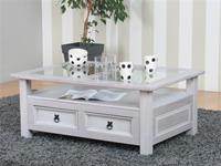 Dynamic24 Couchtisch New Mexico grau Kiefer massiv Mexiko Wohnzimmer Tisch Beistelltisch