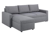 Ebuy24 - Sander Schlafsofa mit Ottomane, Aufbewahrung und Auszug grau. - Grau
