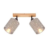 Briloner Plafondspot Stofa met sterdecoratie, taupe 2-lamps