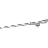 ONDECO Gardinenstange auf MaÃŸ Innenlauf 20mm Rag 1-lauf Vorhangstange WandtrÃger 12cm Stilgarnitur Gleiter fÃ¼r VorhÃnge - Edelstahl-Optik - 230cm