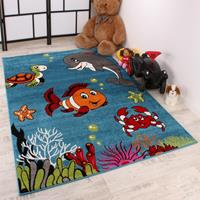 PACO HOME Kinderteppich Clown Fisch Aqua Kinderzimmer Teppich In TÃ¼rkis GrÃ¼n Creme Pink 160x220 cm - 