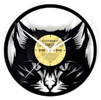 Vinyl plaat wandklok kat