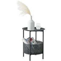[EN.CASA] Beistelltisch Kruibeke 46x35cm mit Korb Schwarz