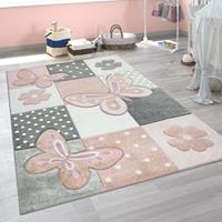 Paco Home Vloerkleed voor de kinderkamer Cosmo 220 3d-design, patchwork motief, schattig motief vlinders & stippen