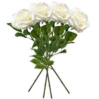 4x Creme rozen Marleen kunstbloemen 63 cm -