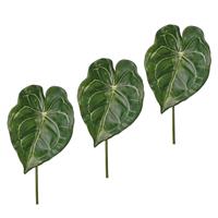 Bellatio 4x stuks kunst Anthurium bladgroen kunstplant takken 67 cm -