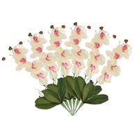 Bellatio Set van 6x stuks wit/Roze Orchidee/Phalaenopsis kunstplant takken 44 cm voor binnen -