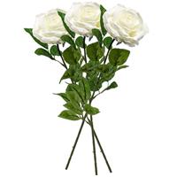 3x Creme rozen Marleen kunstbloemen 63 cm -