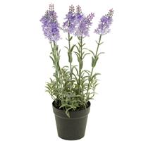 Lila paarse lavendel Lavandula kunstplant in kunststof pot 28 cm -