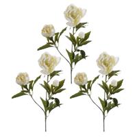3x stuks kunstbloem pioenrozen takken 70 cm wit -