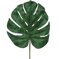 Bellatio Groene fluwelen Monstera/gatenplant kunsttak kunstplant 80 cm -