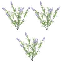 Shoppartners 6x stuks groene/lilapaarse Lavandula/lavendel kunstplanten 44 cm bosjes -