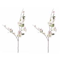 Bellatio 4x stuks kunstbloemen Perzik Bloesem tak 80 cm roze -