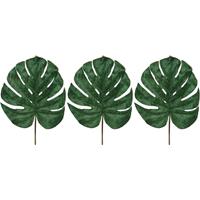 Shoppartners 4x Groene fluwelen Monstera/gatenplant kunsttak kunstplanten 80 cm -