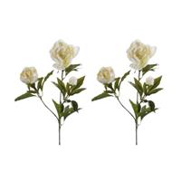2x stuks kunstbloem pioenrozen takken 70 cm wit -