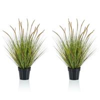 Emerald Set van 2x stuks kunstplanten groen gras sprieten 85 cm. -