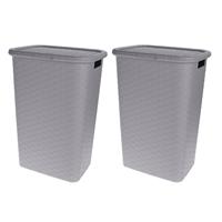 2x stuks wasmanden rotan met deksel Grijs