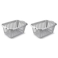 Forte Plastics 2x stuks kunststof open wasmand van 35 liter in het Zilver