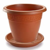 Forte Plastics 1x stuks bloempotten met onder opvangschaal in terra cotta kleur - rond diameter 50 cm - Plantenpotten/bakken