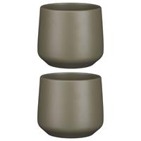 Mica Decorations 2x stuks bloempot mat donkerGroen