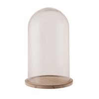 Bellatio Glazen decoratie stolp op houten plateau 18 x 28 cm - Home Deco stolpen - Woonaccessoires