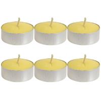 Decoris Set van 18x stuks gele Citronella waxinelichtjes/theelichtjes maxi - Geurkaarsen citrus geur - Anti-muggen citronella kaarsen