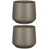 Mica Decorations 2x stuks bloempot mat donkerGroen