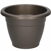 Forte Plastics 1x Antraciete plantenbakken/bloempotten 18 cm - Woon/tuinaccessoires/decoratie - Ronde bloempotten/plantenpotten voor binnen/buiten