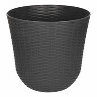 Forte Plastics 1x Grijze plantenbakken/bloempotten 25 cm - Woon/tuinaccessoires/decoratie - Ronde bloempotten/plantenpotten voor binnen/buiten