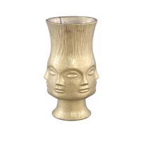 Ptmd Collection Melda Ronde Bloempot Gezichten  H30 x Ã16,5 cm  Keramiek  Goud