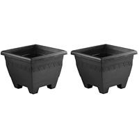 2x Antraciete plantenbakken/bloempotten 30 cm - Woon/tuinaccessoires/decoratie - Vierkante bloempotten/plantenpotten voor binnen/buiten