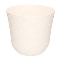 Forte Plastics 1x Witte plantenbakken/bloempotten 25 cm - Woon/tuinaccessoires/decoratie - Ronde bloempotten/plantenpotten voor binnen/buiten