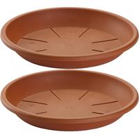 Forte Plastics 2x stuks opvangschaal/onderbord Plantenpot terra cotta rond 32 cm - Kunststof - voor een pot van 40/45 cm diameter