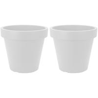 2x Witte bloempotten 25 cm - Wit